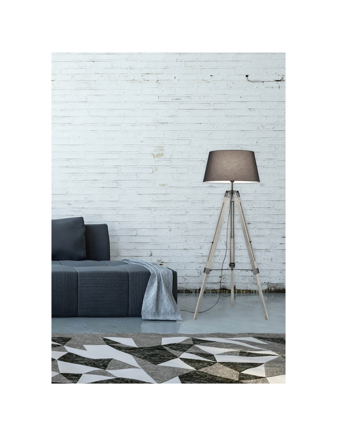 Moderne Piantana Treppen Little Grauer Tripod H143 cm Trio Lighting