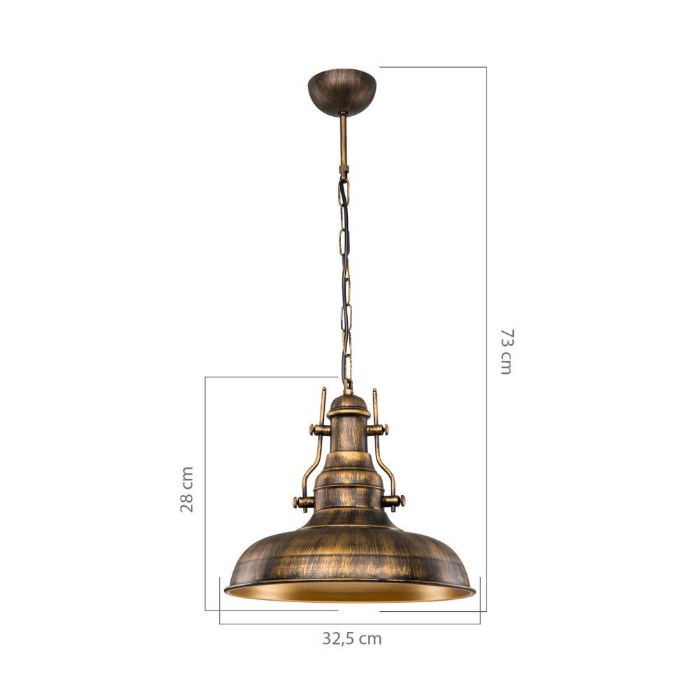 Lampada a sospensione Tarus stile industriale oro antichizzato MDL4468 EFFEZ