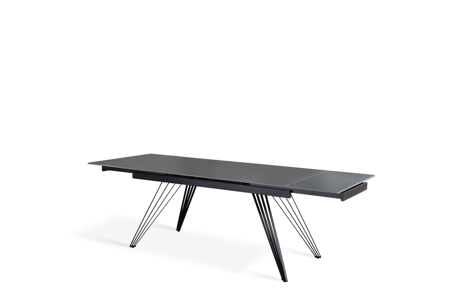 Ausziehbarer Tisch Vintage grau-mattschwarz 90 cm x 160-240 cm cm H. 76 cm