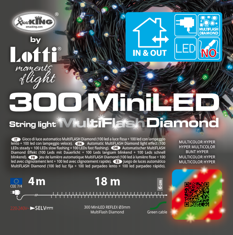 300 MiniLED MultiFLASH Mehrfarbenkette 18m