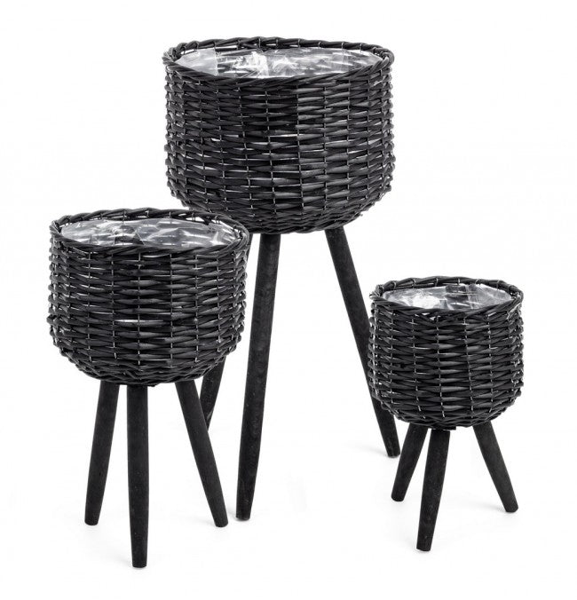 4x Set3 C.Schwarze Stativvase