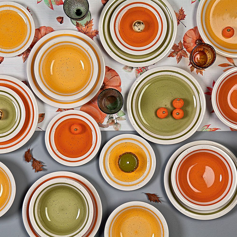 Dienst "Piatti 18 Pezzi Autunno Stoneware Multicolor"