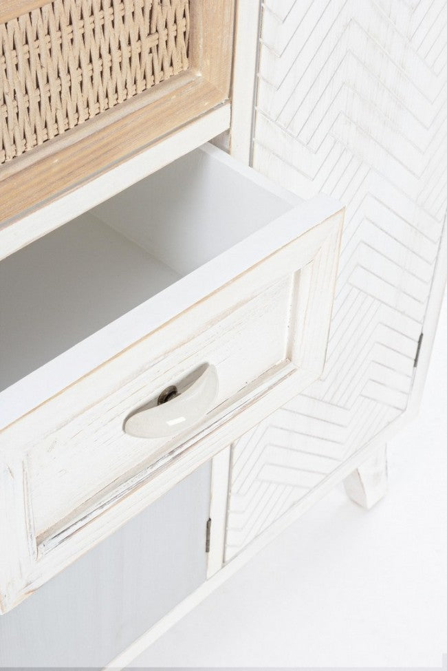 Zwei Fächer sind zwei Schubladen aus Weißholz, CLOTILDE 87x36x h80 cm