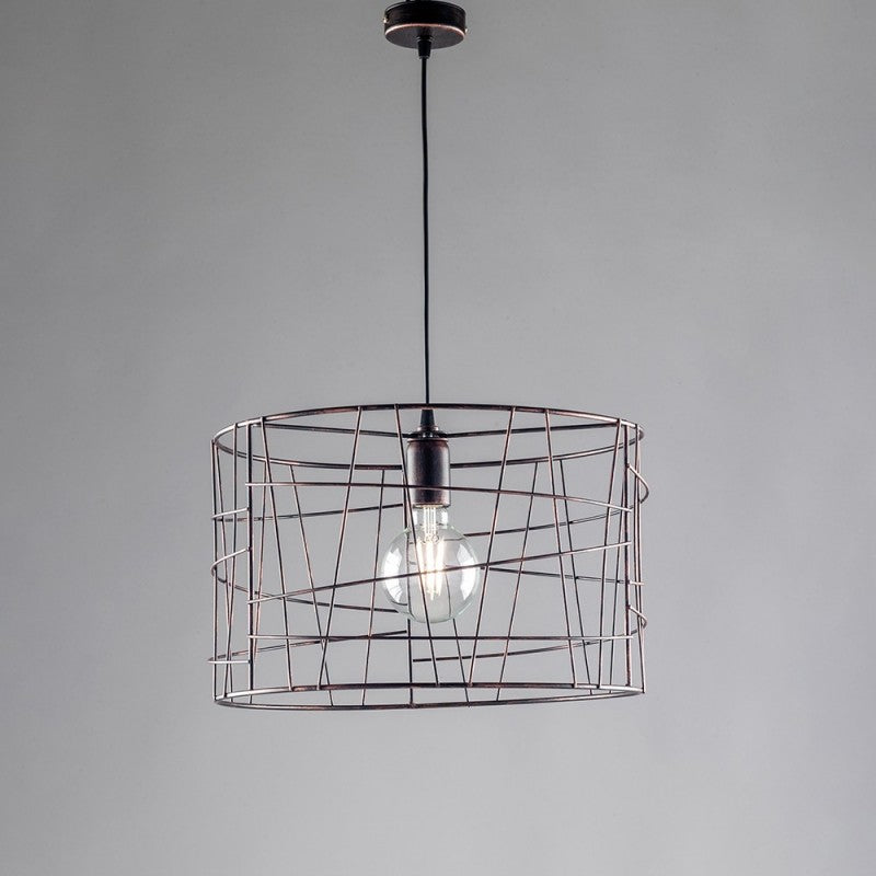 Industrieller Hängeleuchter aus schwarzem Kupfereisen, eine Leuchte, 41 x H29 cm