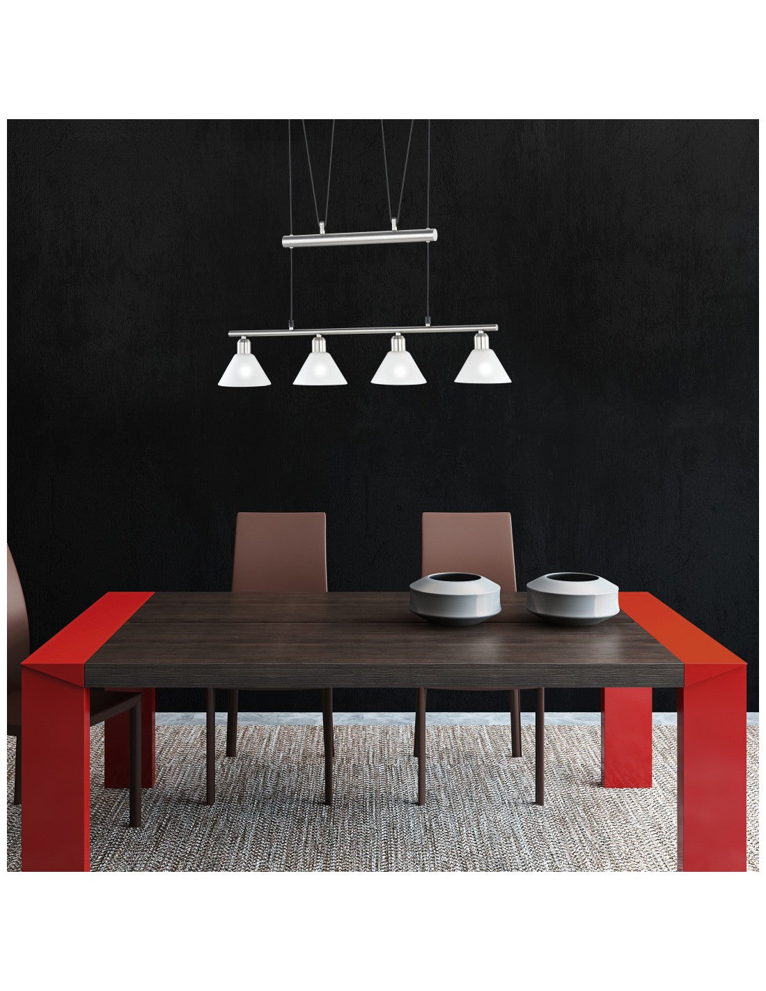 Pendelleuchte 4 Leuchten Stamina Nichel L80 cm Trio Lighting