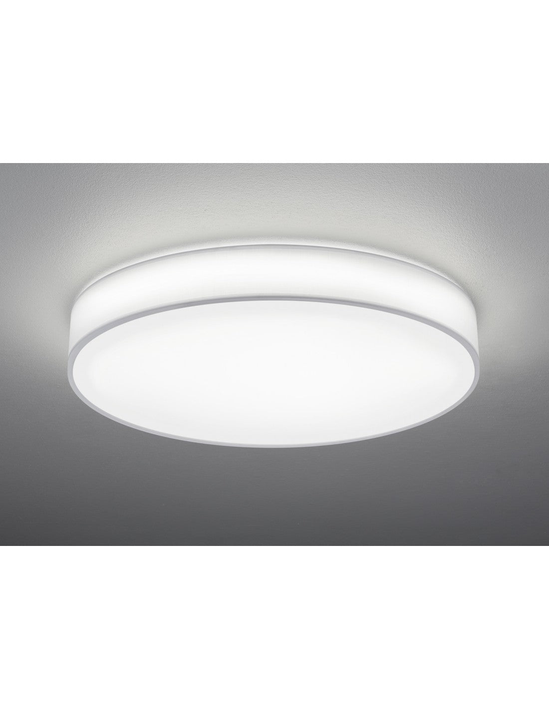 LED-Deckenleuchte mit Lugano-Lampenschirm aus weißem Stoff, Ø75 cm, Trio Lighting