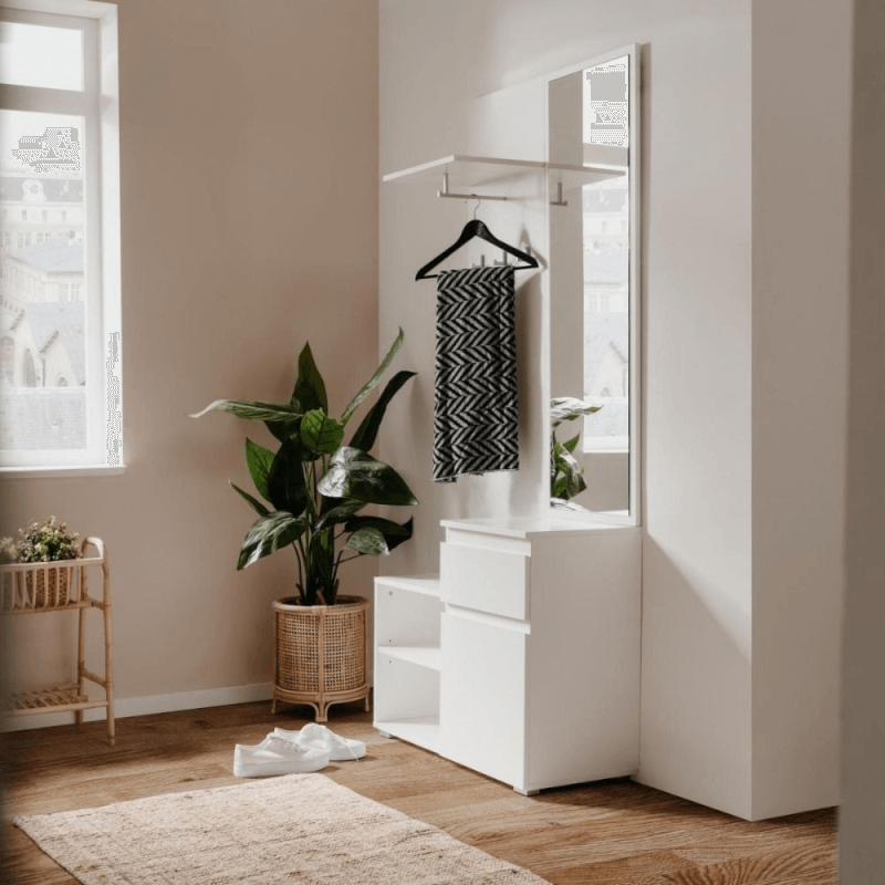 Image41B weißer Eingangsschrank mit Spiegel