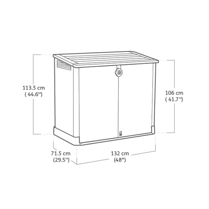 Werkzeugkasten STORE IT OUT aus beige-braunem Kunstharz, 132 x 71,5 x H. 113,5 cm