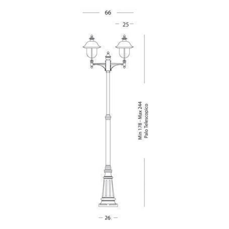 Mast mit Struktur aus Aluminiumdruckguss in Grau und Kupfer für den Außenbereich h. 244 cm