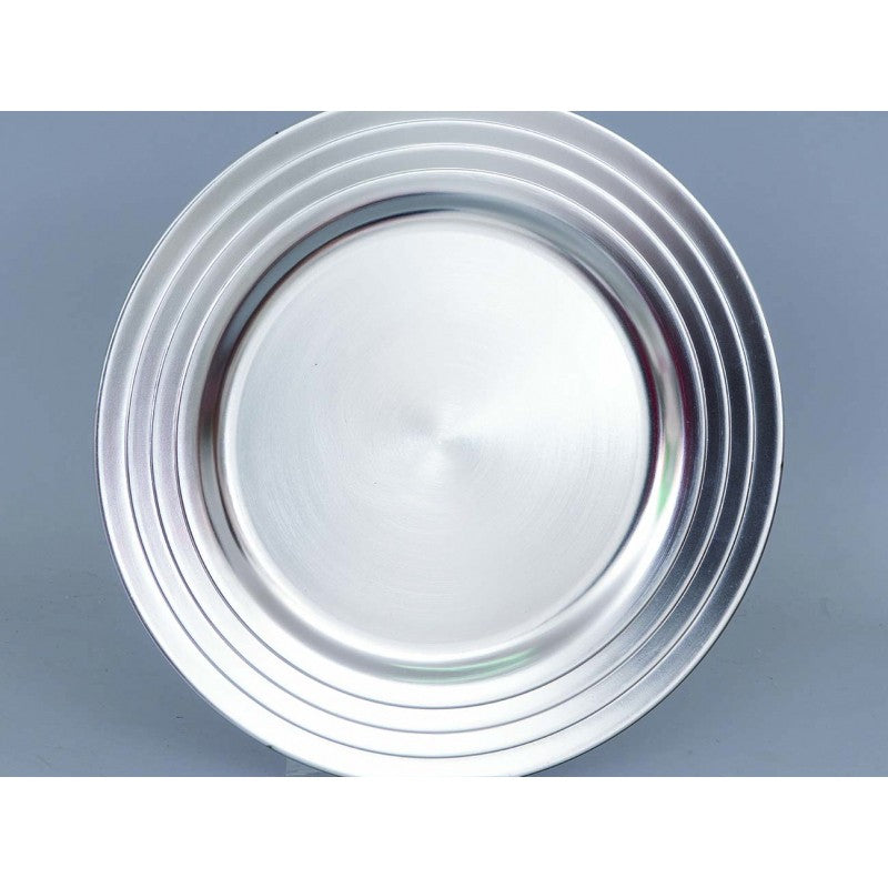 Tischset aus Kunststoff, silberfarben mit Rand, 33 cm