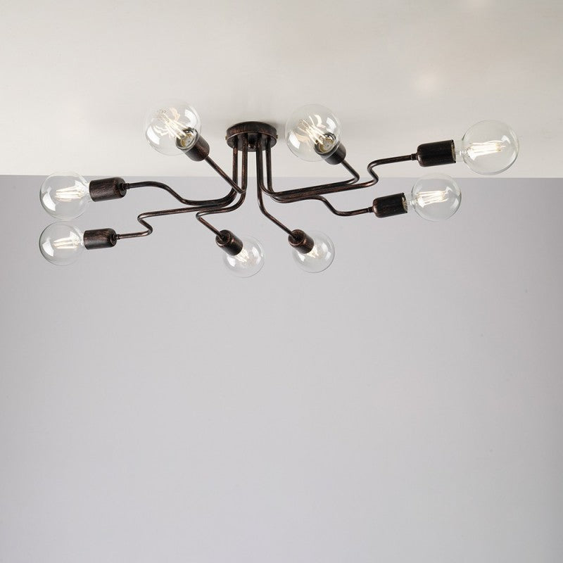 Schwarz-Eisenschachtel mit Dekoration Rame acht Lichter 83x66x h17 cm