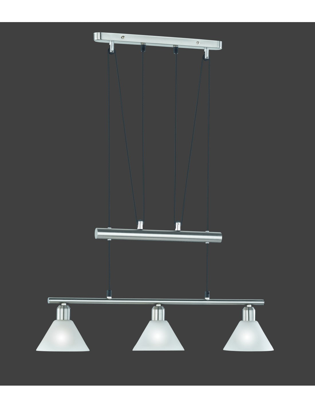 Aufhängung mit 3 Lichtern nach oben und unten, Stamina Nickel, L66 cm, Trio-Beleuchtung