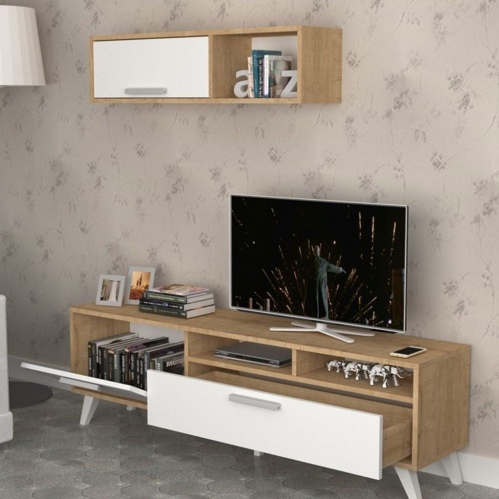 Schlanker TV-Ständer D2306TV180M109 Weißeiche 180x35x47h