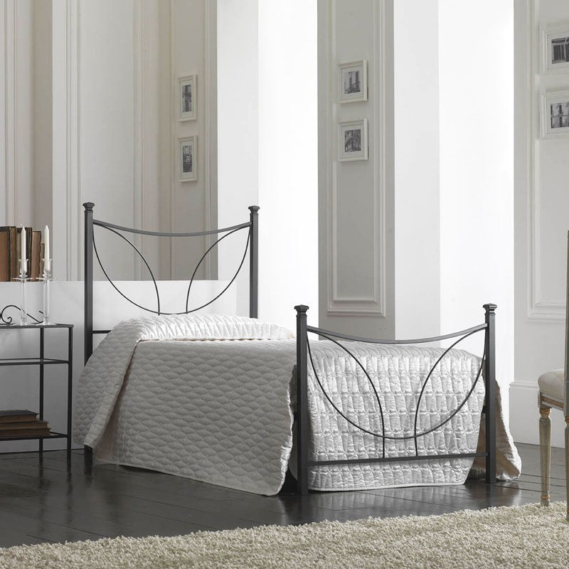 Einzelbett aus Eisen mit Fußteil TULIPANO Schwarz 92x208x h117 cm