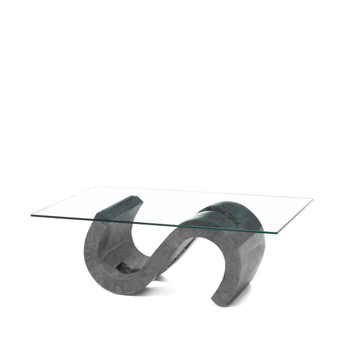Transparent-grauer Couchtisch 70 cm x 120 cm H. 36 cm