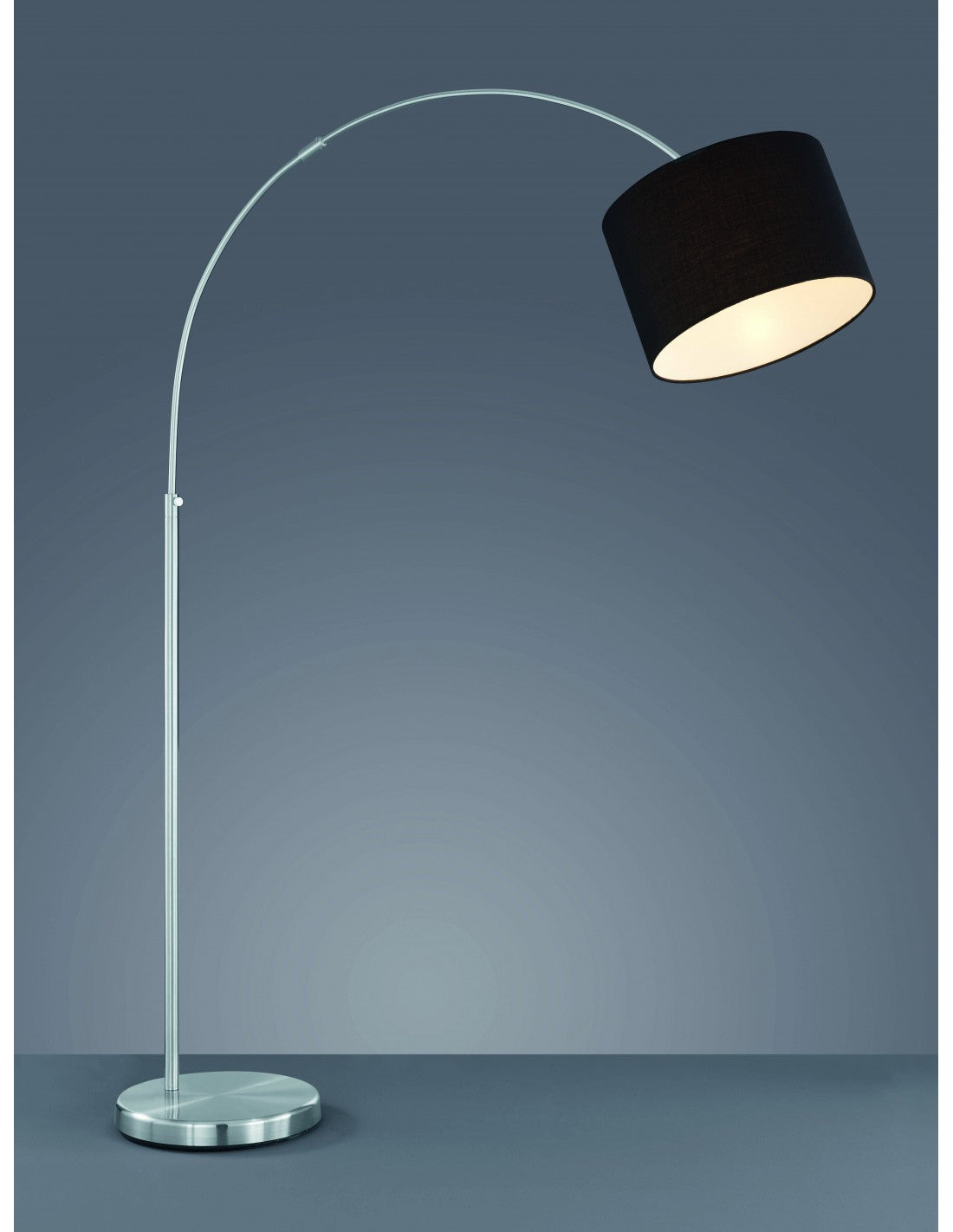 Piantana a Arco Hotel 1xE27 Nickel Lampenschirm Tessuto Nero Trio Lighting