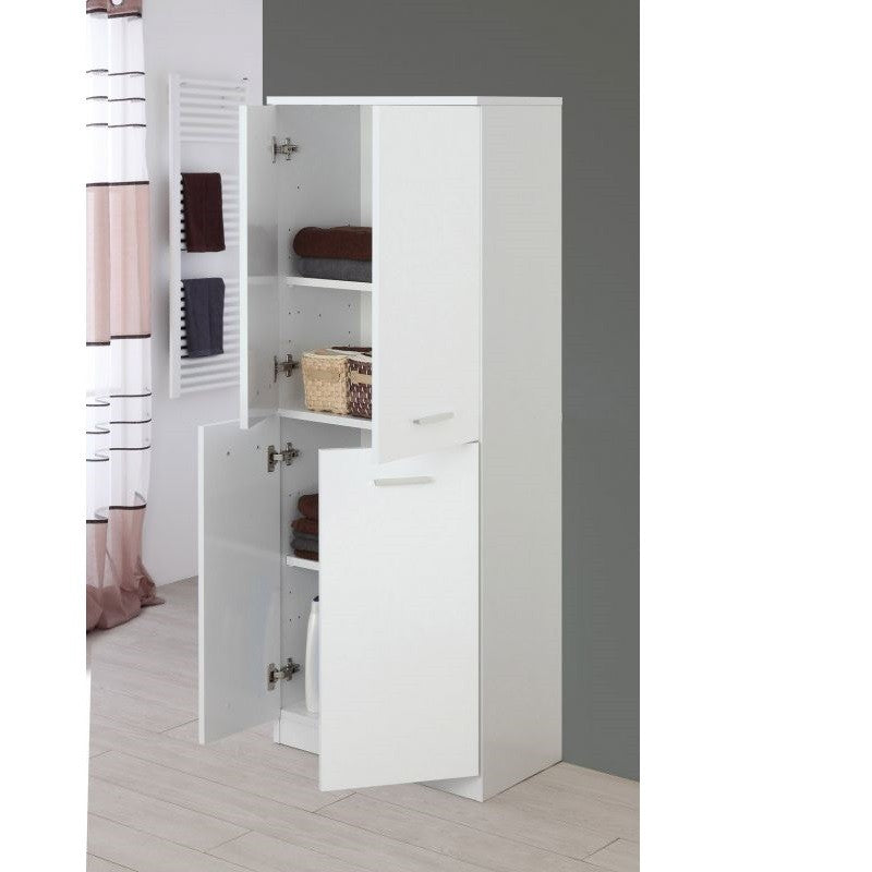 Weißer Schuhregal-Kleiderschrank mit vier Türen, 60 x 34 x 148,5 cm