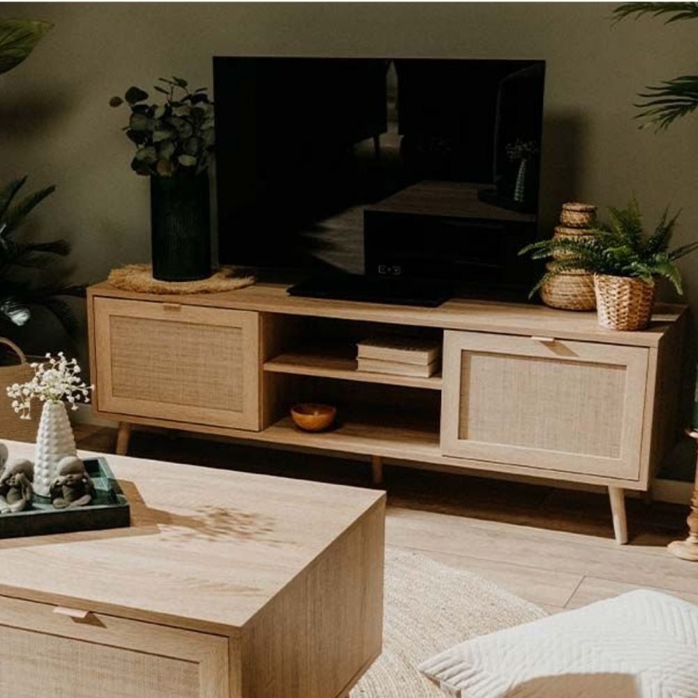 Bali 56A TV-Schrank mit 2 Türen in Korboptik