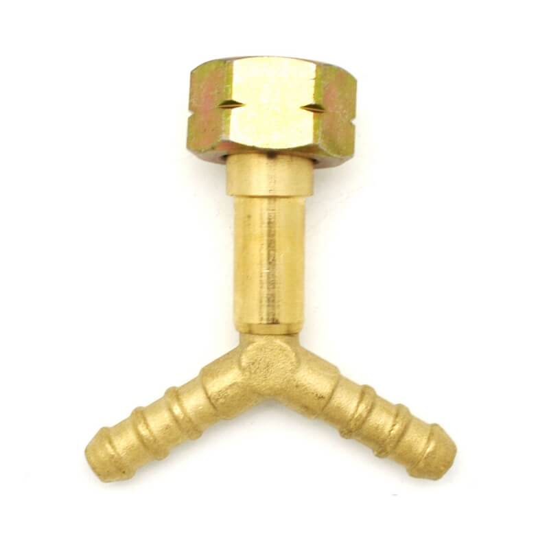 3-Wege-Kreuzstück mit Ch 25-Mutter und zwei Schlauchanschlüssen