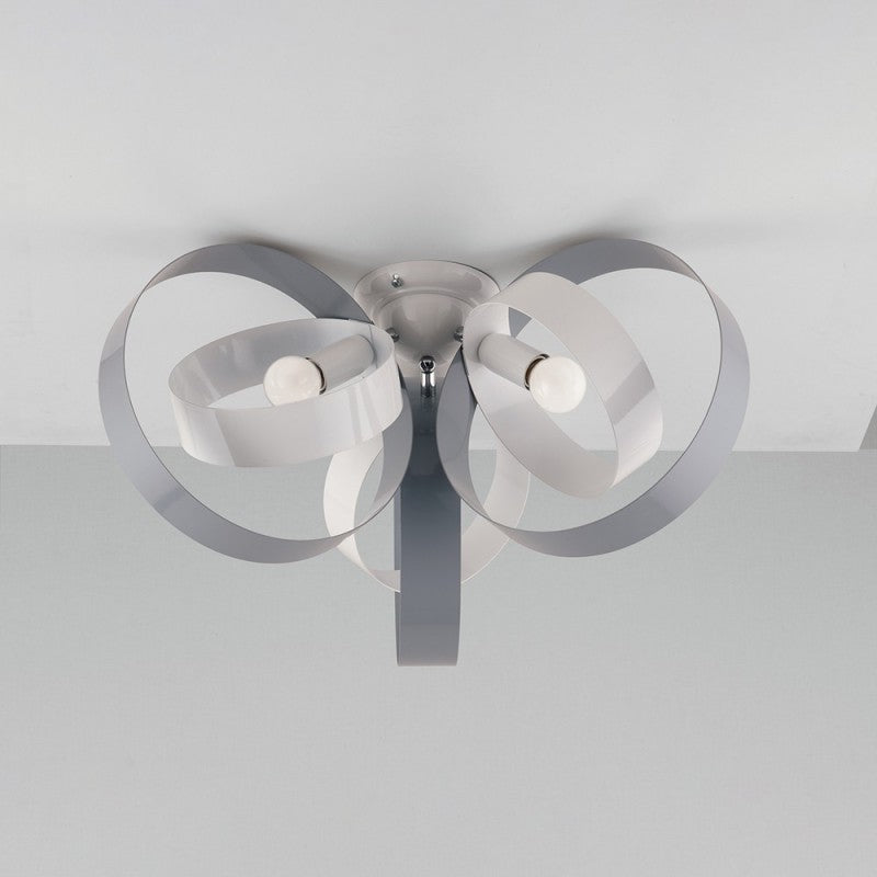 Moderne Eisen-Deckenleuchte mit drei Lichtern, weiß, grau, drei Lichter, 44 x H26 cm