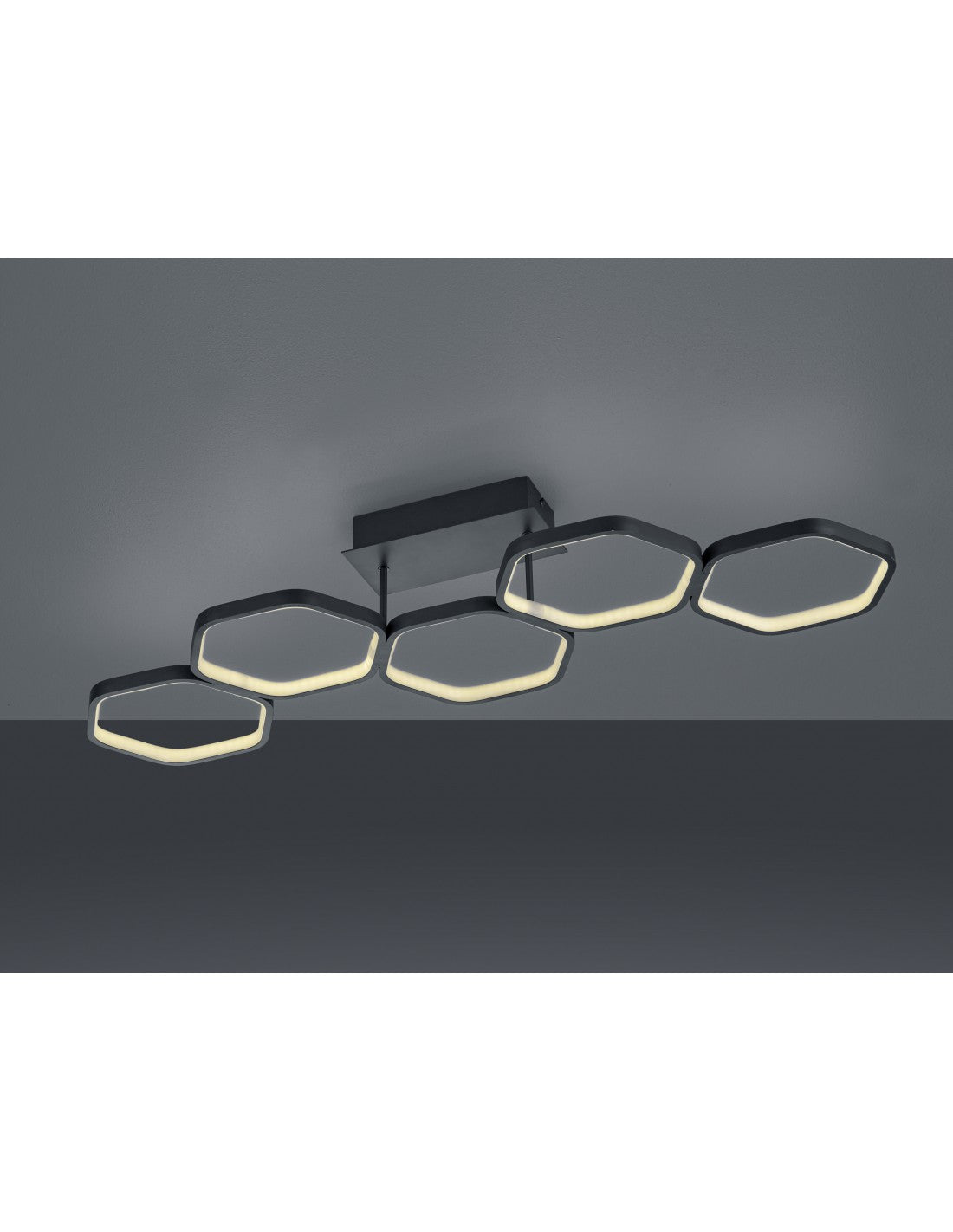 Plafonerin Led Deinbarer Vigo 5 Esagoni L90 cm Anthrazit Trio Lighting