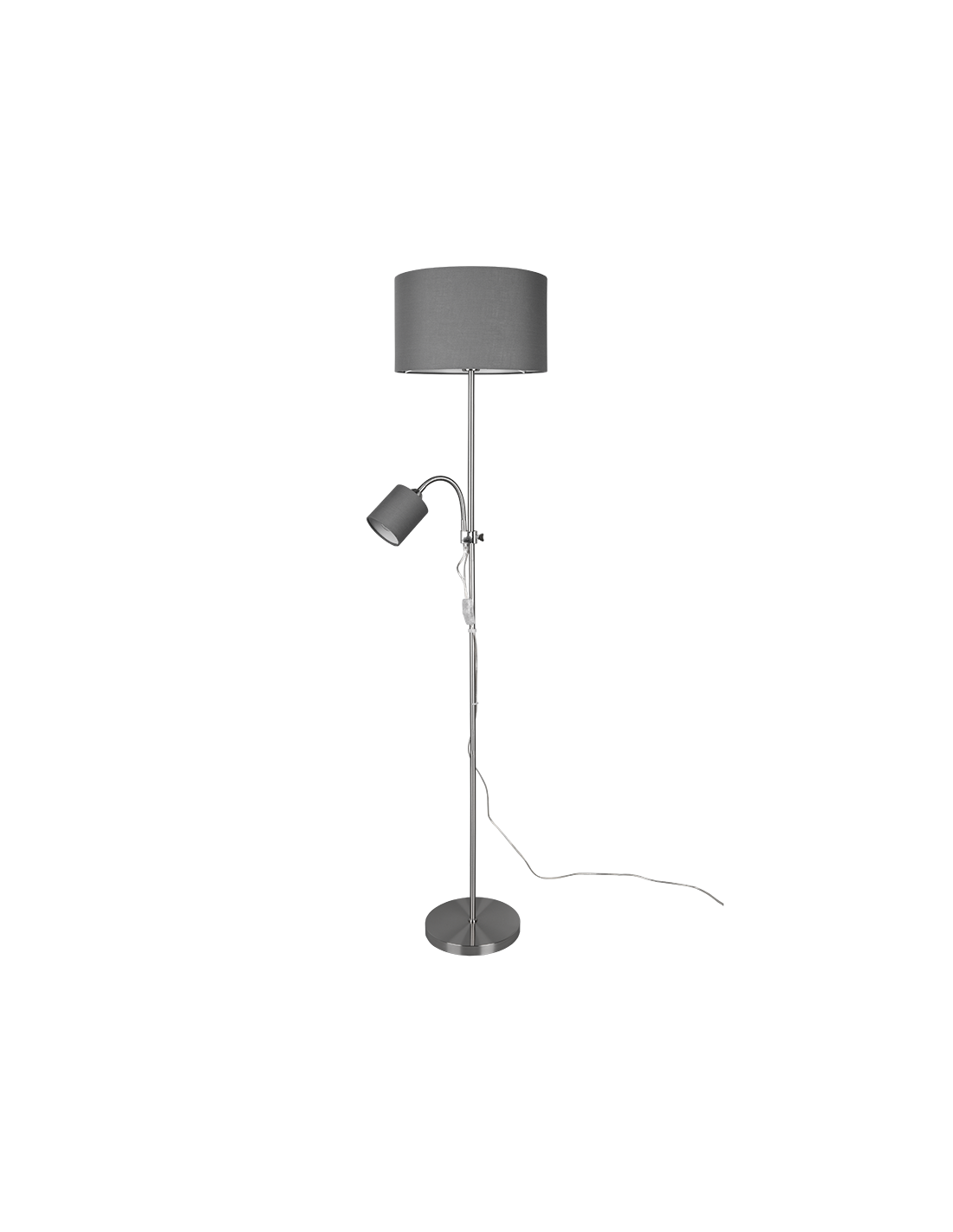 Owen Stehleuchte 1xE27+Spot Nickel und grauer Stoff L36 cm Trio Lighting