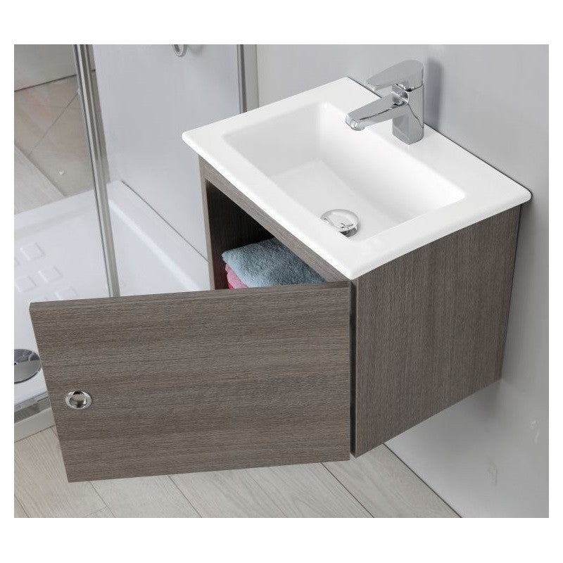 Eintürige, hängende Badezimmerkomposition in dunkler Eiche, 50 x 36 x 42 cm