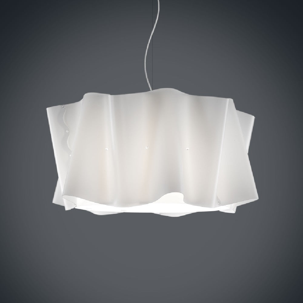 5-flammiger weißer Hängeleuchter aus verchromtem Metall cm. 60 x 32 h