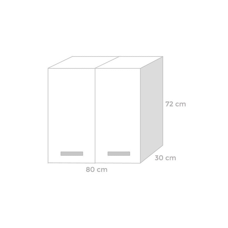Modulares Wandelement für die Küche Esche weiß 2 Türen 80x32xH 72 cm