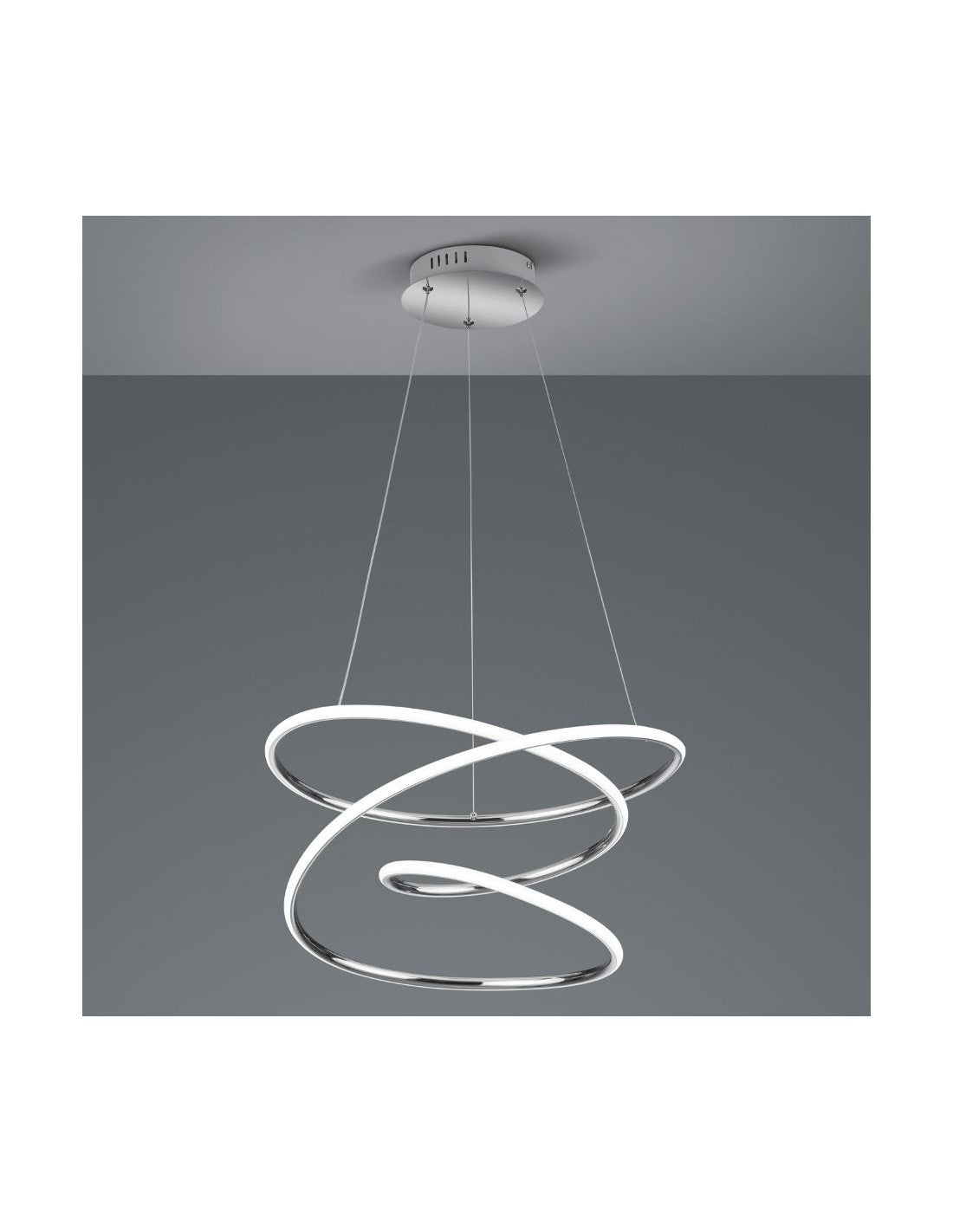 Lampadario LED Dimmer 4000K Design Moderno Vortice Chromo Bologna Trio Beleuchtung