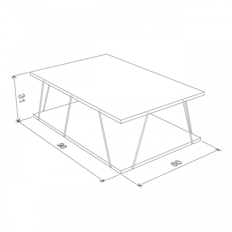 Industrieller Couchtisch aus Eiche, 90 x 60 x 31 h cm