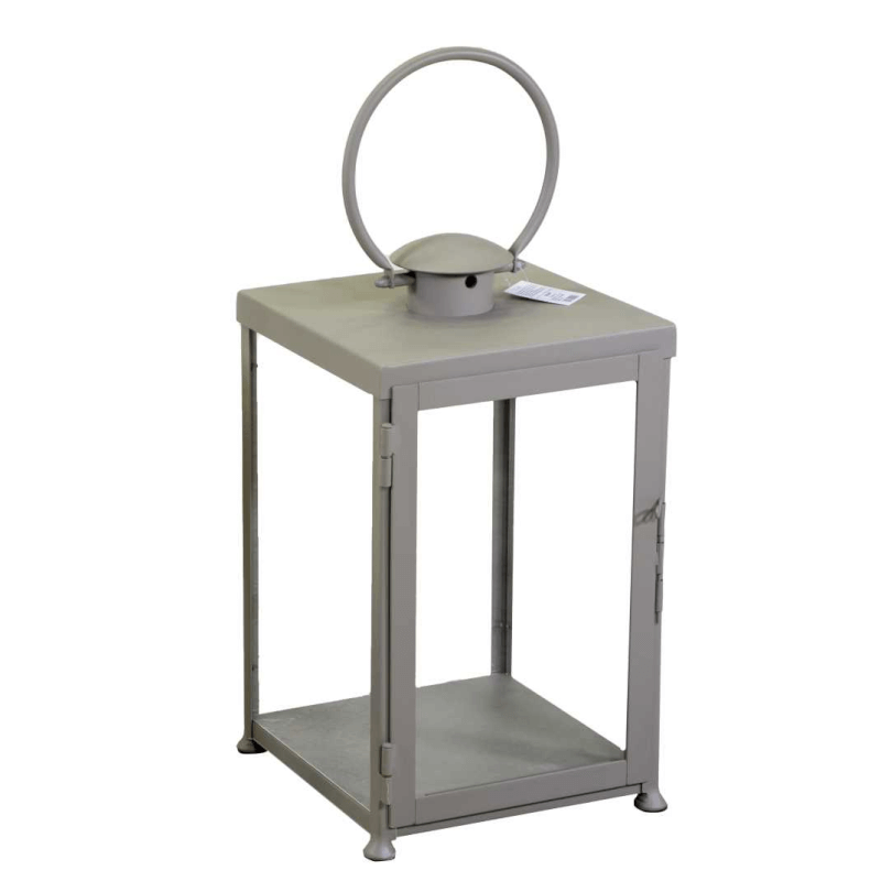 Quadratische taubengraue Metalllaterne cm30x30h55/72