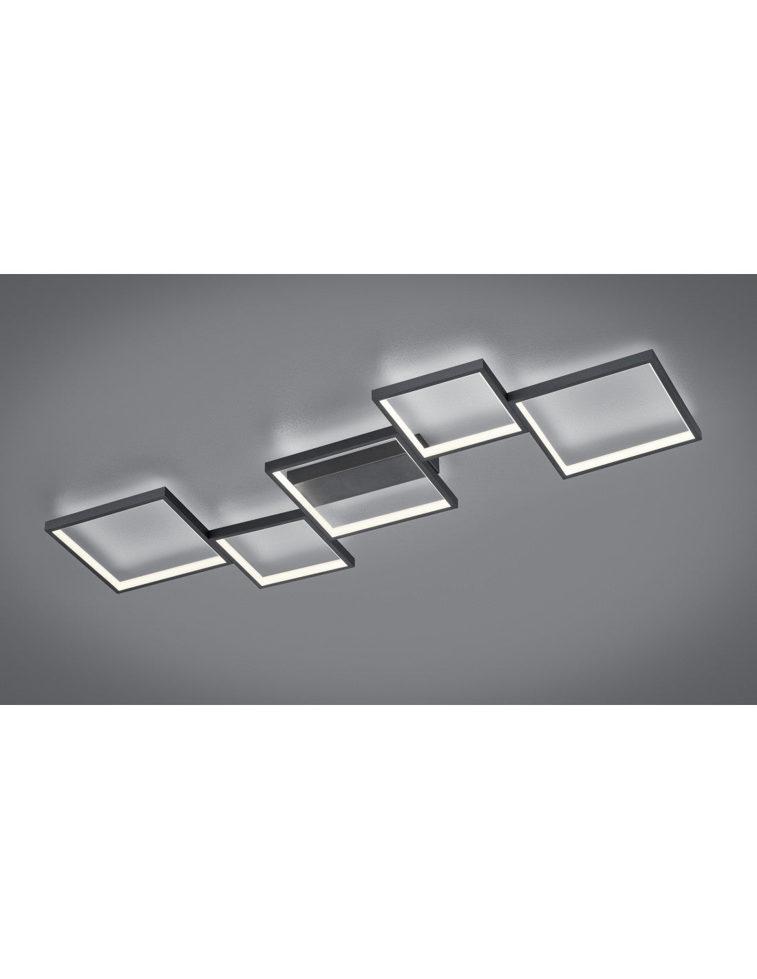 Sorrento 5 quadratische LED-Deckenleuchte L120 cm Schwarz Trio Lighting