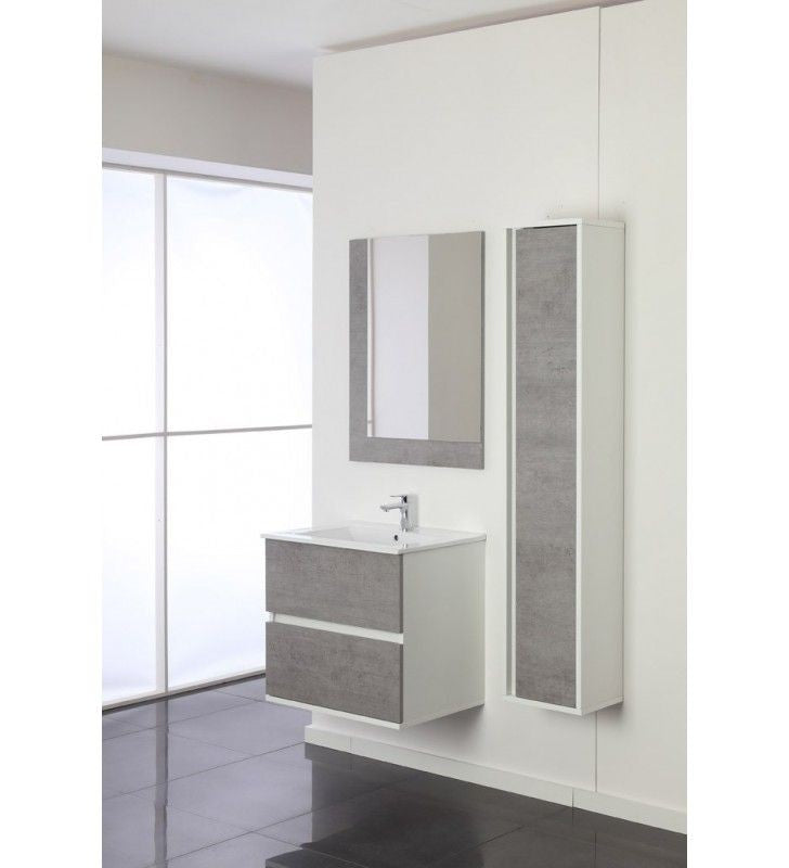 Badezimmerkomposition mit zwei Schubladen Fabula Line White Cement 60x47x h57cm