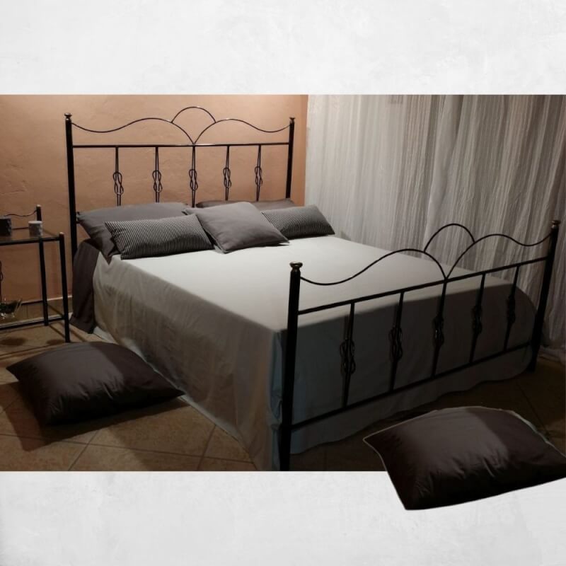 Letto matrimoniale Primula ferro battuto nero oro
