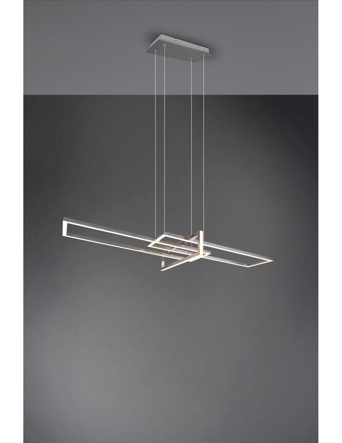 Salinas-Aufhängung, 3 rechteckige LEDs, 34 W, Nickel, L110 cm, dimmbar, Trio-Beleuchtung