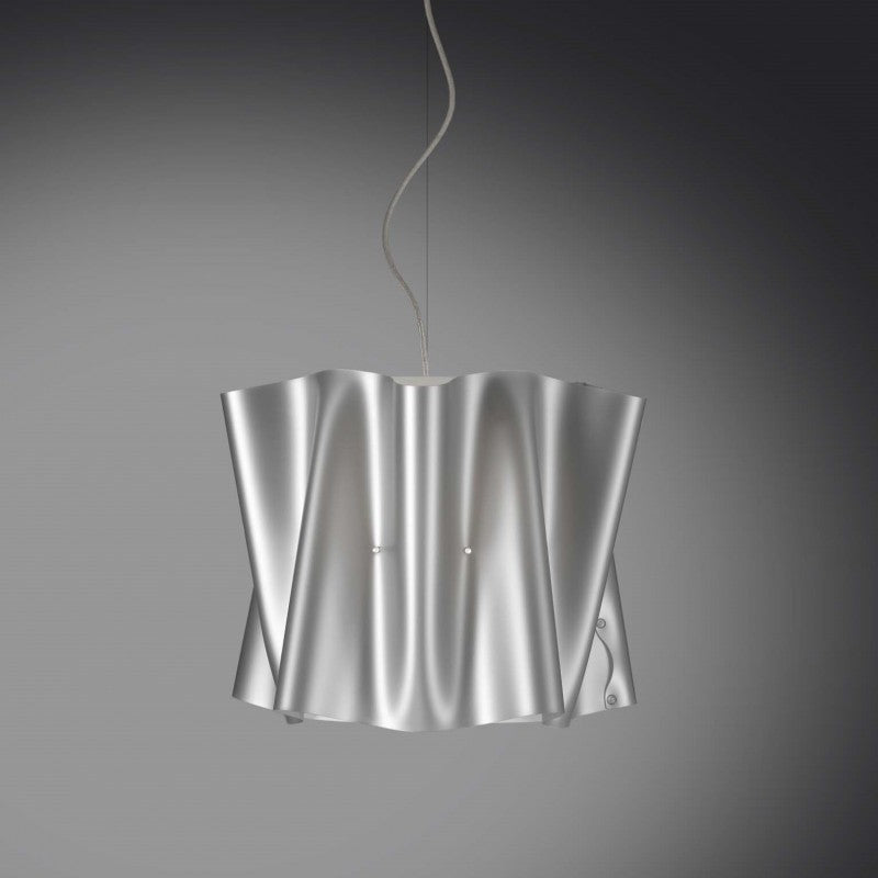 FOLIO-Hängeleuchter-Lampenschirm aus Polilux-Silber, Durchmesser 40 x H37 cm