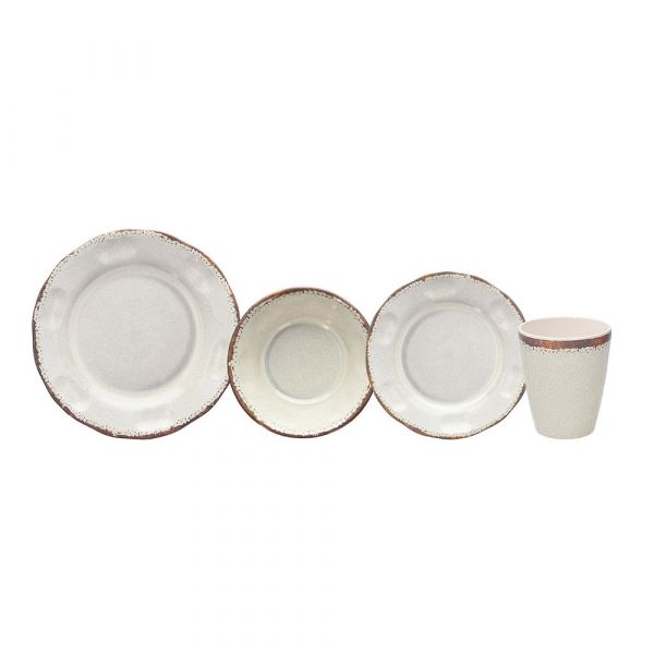 Dienst Piatti 16 Pezzi Craquelist Beige Melamin Beige