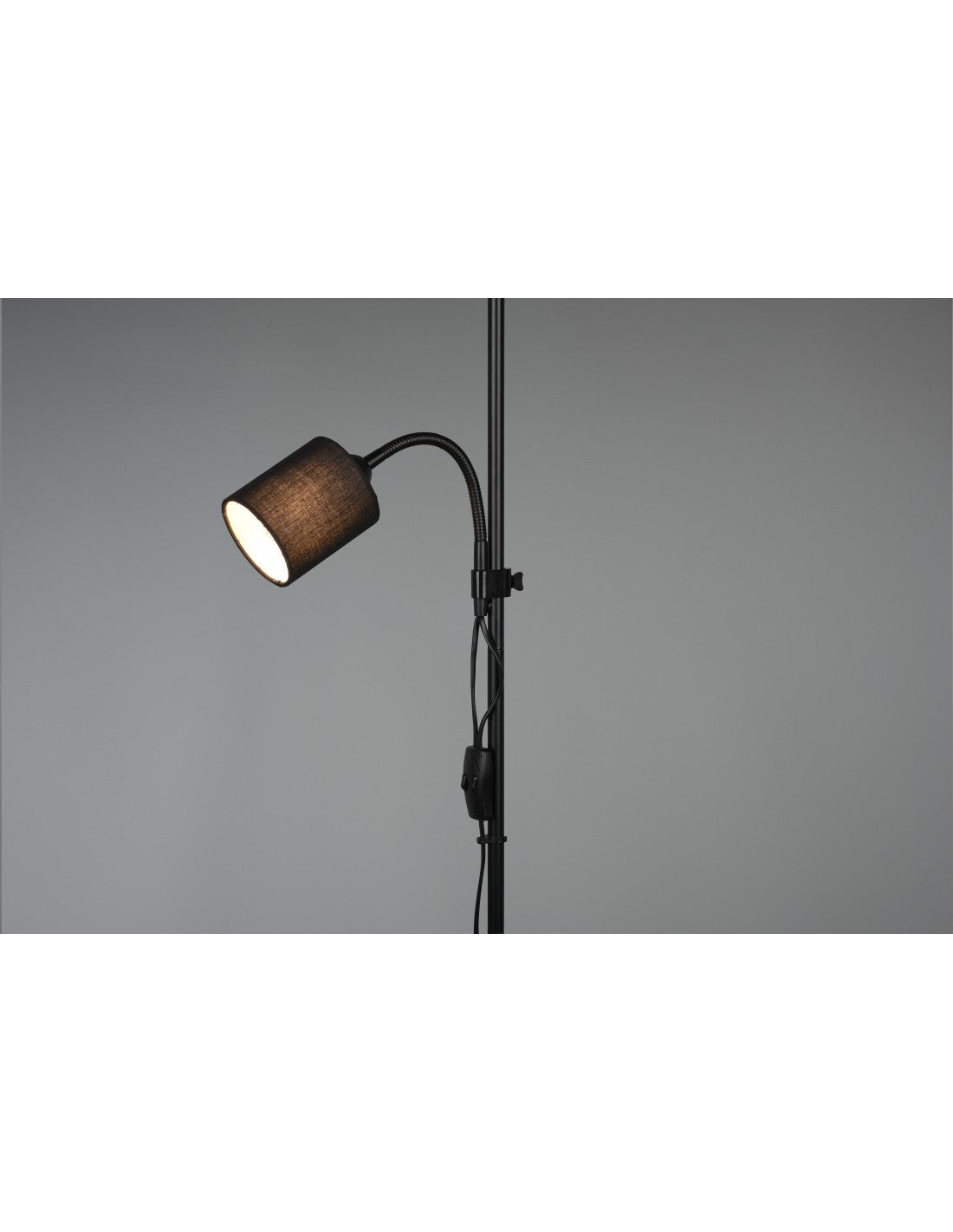 Owen Stehleuchte 1xE27+Spot Schwarz und Stofflampenschirm L36 cm Trio Lighting
