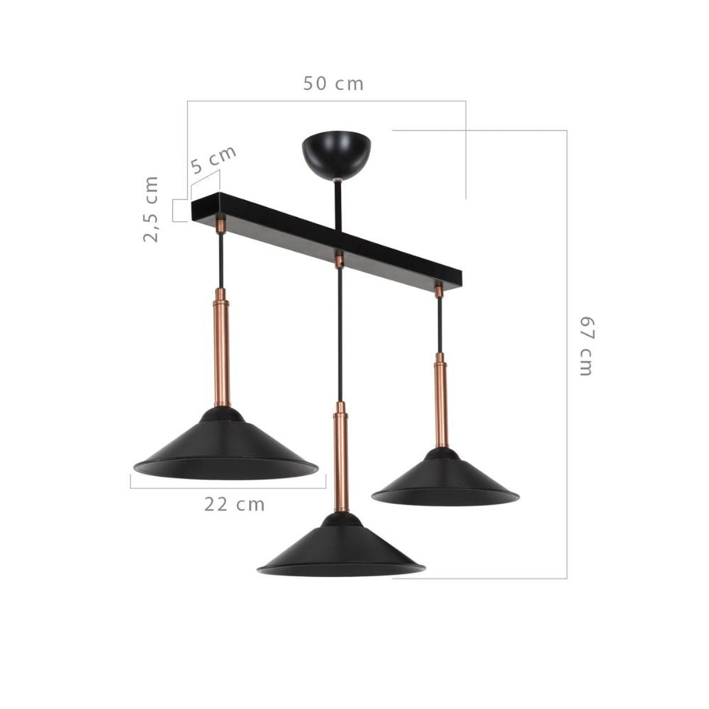 Mandarin MDL4221 Pendelleuchte mit schwarzen Metalllampenschirmen