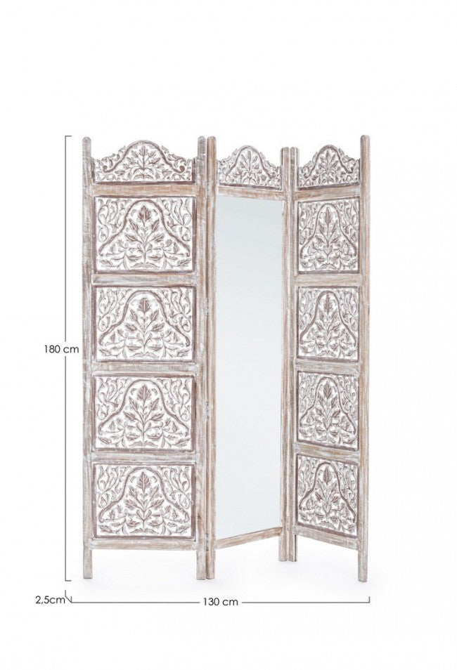 Alyssa White 3-türiger Paravent mit Spiegel Code 0721448