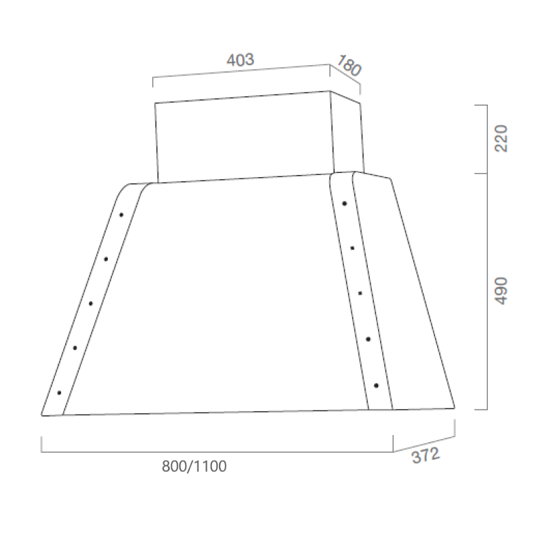 DAYTONA Dunstabzugshaube aus silbernem Edelstahl 80 cm