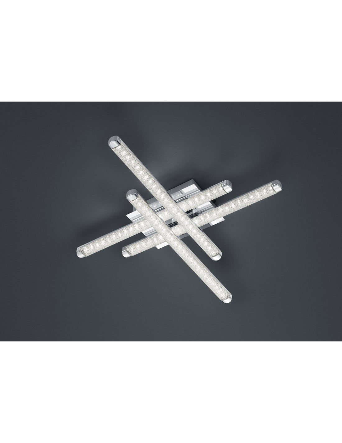 Moderne Straßen-Deckenleuchte, 4 LED-Stäbe, Chrom-Kristall-Effekt, L50 cm, Trio-Beleuchtung
