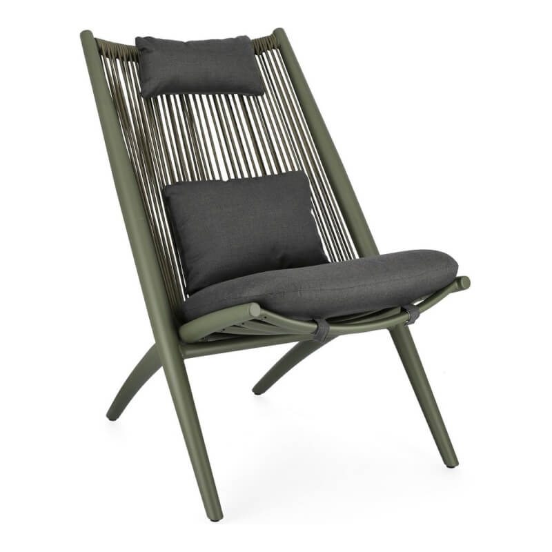 Grüner Aloha Lounge-Sessel mit Kissen 66x84x98h cm