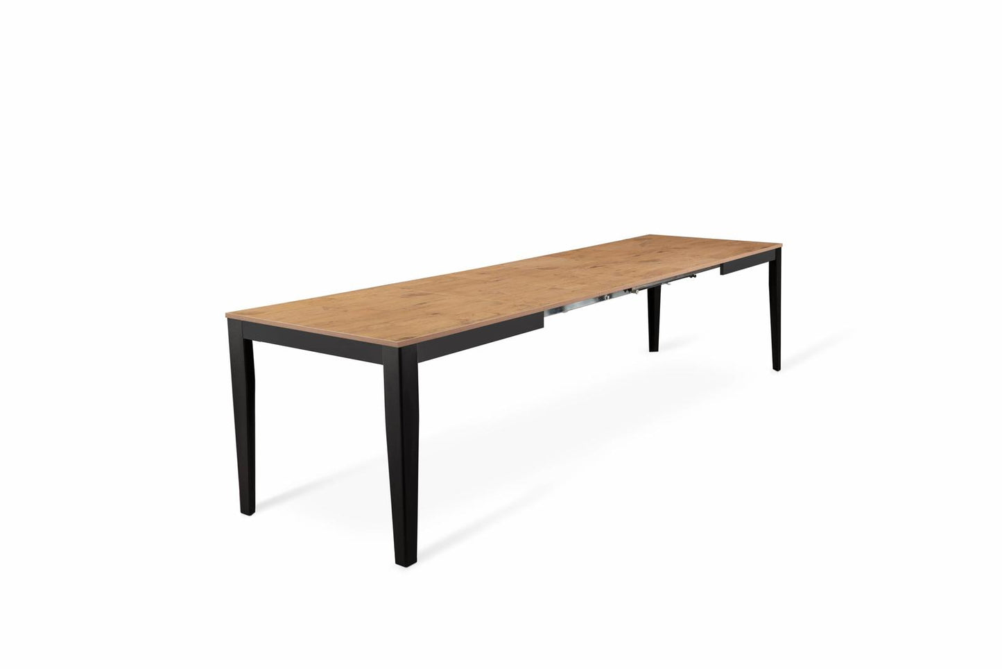 Ausziehbarer Tisch aus Eiche-Schwarz 80 cm x 130-290 cm H. 76 cm