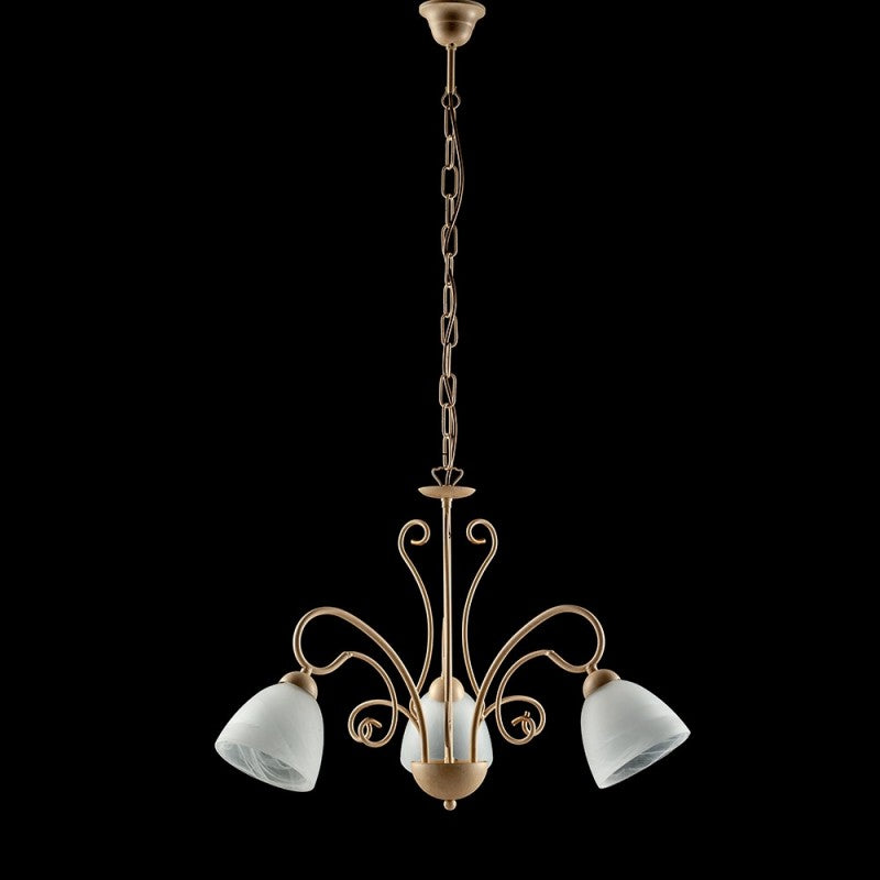Glühbirner in Eisen (II) -Lateraluminium-Lichter aus Glas Alabaster Bianco 52x h45 cm