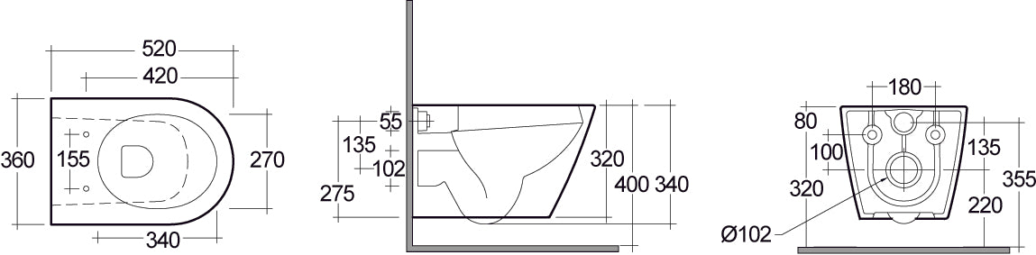 Randlose Resort-Hängevase