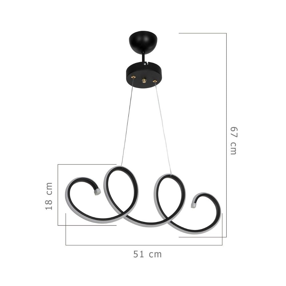 LED-Absetzlampe Adiale, schwarze Spirale MDL4441