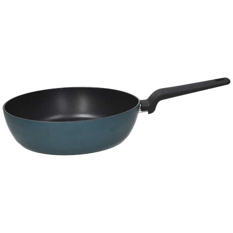 Hohe Pfanne 28 cm, blaues Aluminium