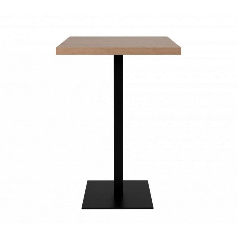 Quadrato Hochtisch 105 cm, Eichenplatte und schwarzes Gestell. Menge 70x70xh.105 cm